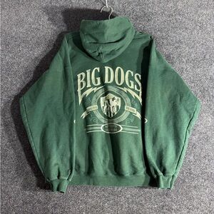 Big Dogs Hoodie Men’s XL Green Vintage Dog Graphic Oversized 90s Streetwear